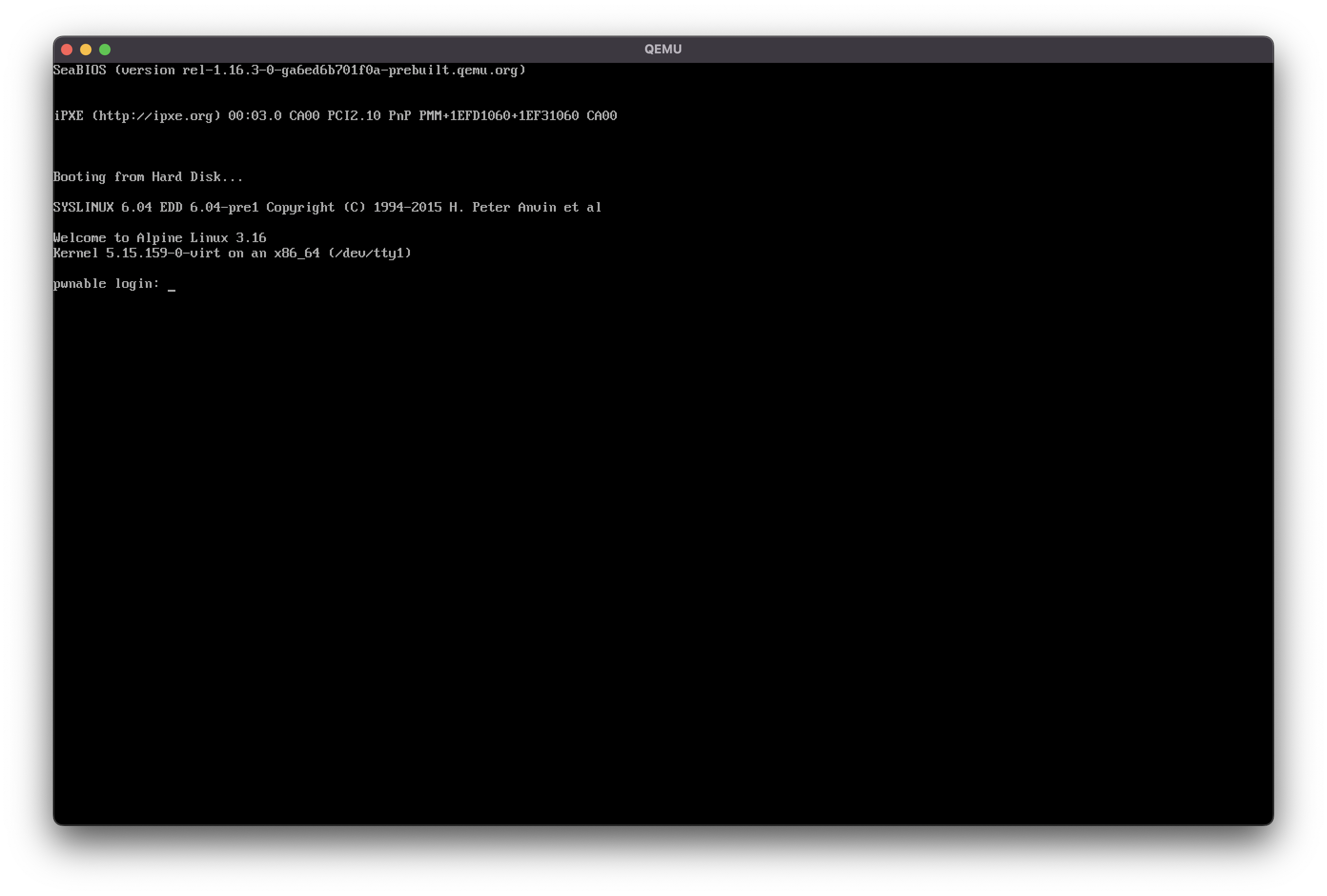 A QEMU terminal.